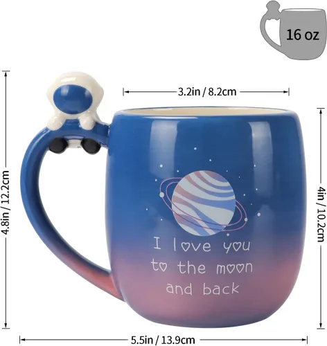 Miniatura 5 de Taza Lavezee I Love You to the Moon and Back de cerámica con asa, taza grande de café y té de 16 onzas Tazas de regalo