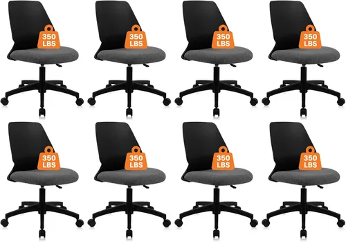 Miniatura 11 de CLATINA Silla de oficina en casa, sin brazos, con ruedas, ergonómica, de cuero, con respaldo bajo, altura ajustable, giratoria de 360°, silla