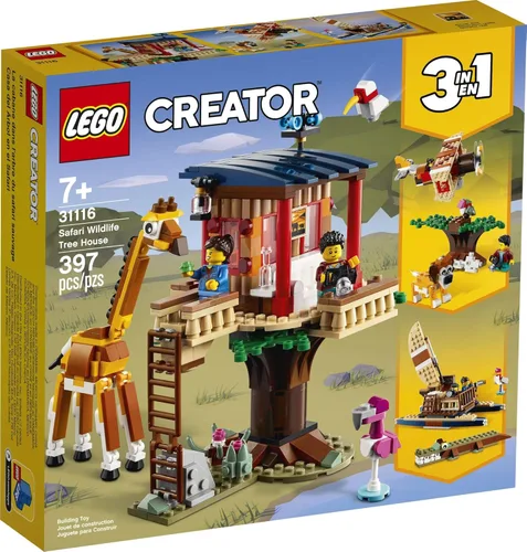 Miniatura 4 de LEGO Creator 31116 Safari Wildlife Tree House 31116 Kit de construcción con un juguete de casa, juguete biplano y juguete de catamarán; los mejores