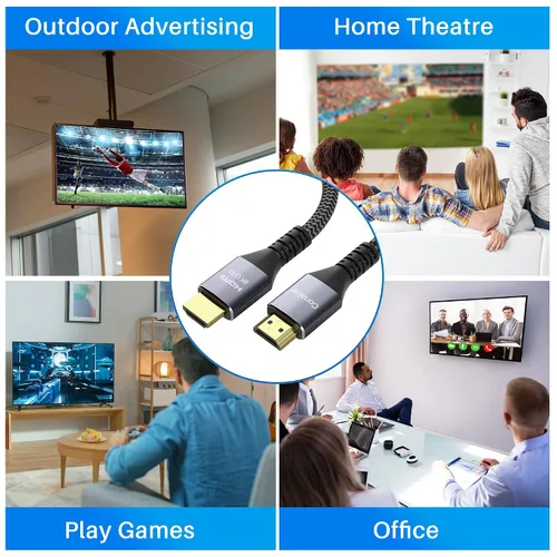Miniatura 4 de Cable HDMI 2.1 8K de 2 pies, cable HDMI de alta velocidad con certificado real de 48 Gbps, cable trenzado, soporta 10K 8K @60Hz 4K @120Hz, eARC, HDR