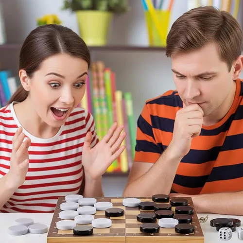 Miniatura 3 de Skylety 30 piezas de backgammon piezas de damas, 1.25 pulgadas de repuesto de fichas de juego de mesa con 5 dados (negro y blanco)