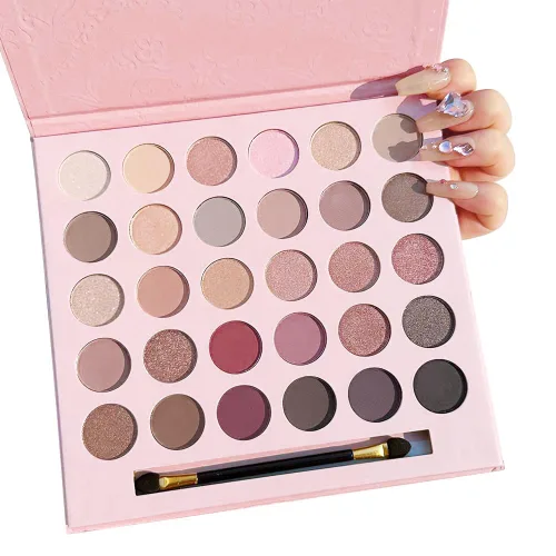 Miniatura 11 de SUAKE Paleta de sombras de ojos rosa nude, mate y brillante, alta pigmentación, 12 colores marrón y morado para maquillaje de ojos, paleta de 01#