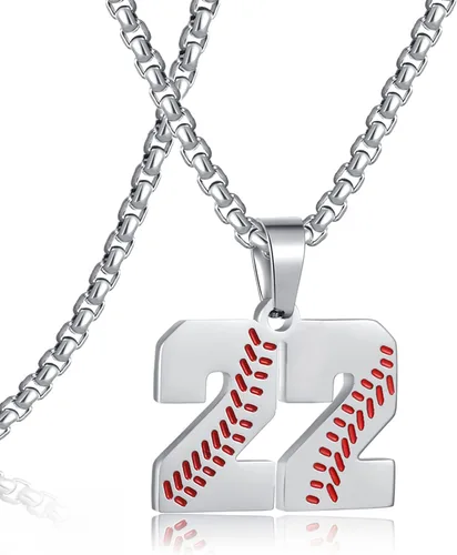 Miniatura 32 de SKQIR Colgante de número de jersey de béisbol para hombres y niños - Cadena de acero inoxidable para atletas - Negro