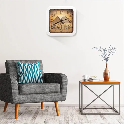 Miniatura 5 de 10" Square Modern Wall Clock,Ancient Egypt Print Kitchen Clocks Wall Battery Operated,Silent Non Ticking Unique Funny Cute Wall Clock for Living
