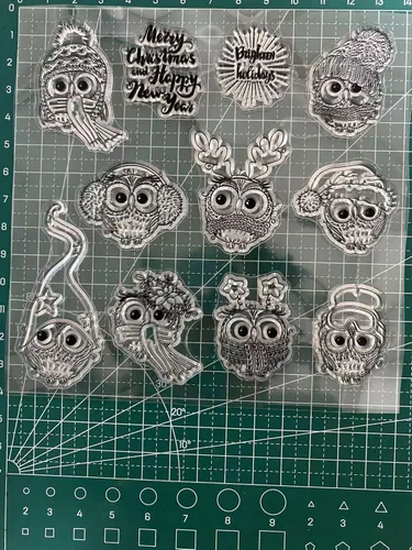 Miniatura 4 de Sellos transparentes de búho navideño para hacer tarjetas o viajar, bonitos sellos de goma para manualidades, diarios de arte, álbumes de recortes