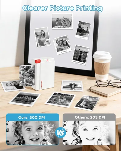Miniatura 6 de ORGBRO Máquina impresora de calcomanías, mini impresora X3, cápsulas de impresión térmica portátil sin tinta, impresora de bolsillo Bluetooth de 2 a