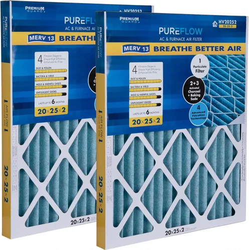 Miniatura 30 de PureFlow - Filtro de aire para horno doméstico de 12 x 12 x 1, con 4 capas de tecnología de filtración avanzada, MERV-13 paquete de 2
