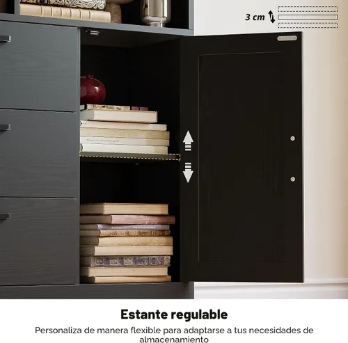Miniatura 6 de IRONCK Estantería con cajones, estantería de 70.9 pulgadas de alto con puertas, estanterías y estanterías con almacenamiento, estantería con 6 cubos