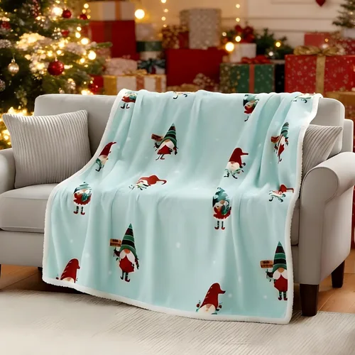 Catalonia - Manta de elfo de Navidad Sherpa, cobijas temáticas de Navidad, manta de sofá de felpa mullida, súper suave, cómoda, acogedora, Elfo de