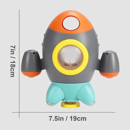 Miniatura 6 de Elovien Juguetes de baño para bebés, juguetes de bañera con forma de cohete espacial para niños pequeños, juguetes de agua con fuente giratoria