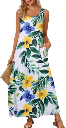 Miniatura 9 de Vestidos de iglesia para mujer 2025, casual, holgado, sin mangas, largo, fluido, vestido de verano con bolsillos