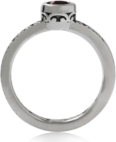 Miniatura 3 de Silvershake Anillo de filigrana apilable de plata de ley 925 con piedra natal auténtica, estilo eternidad
