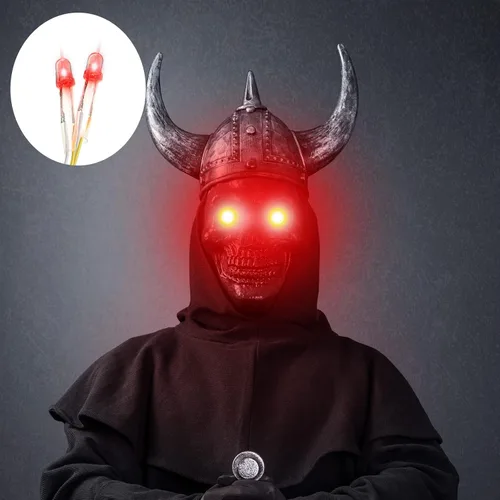 Miniatura 5 de 4 piezas de ojos con luz LED brillante de Halloween para máscara de cosplay, ojos láser con caja de batería, batería no incluida (luz roja)