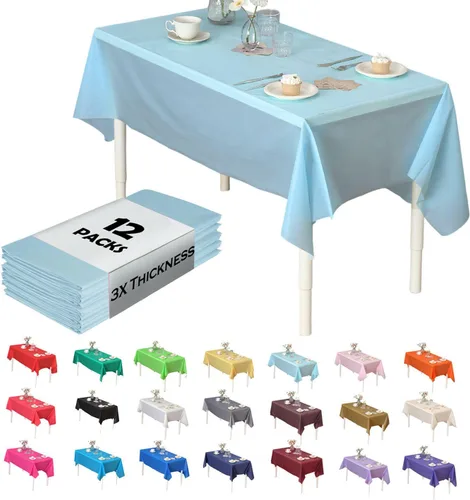 Miniatura 6 de Paquete de 12 manteles de plástico resistentes, reutilizables., Azul Royal Azul real