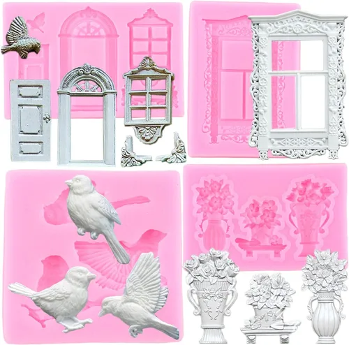 Miniatura 10 de ZiXiang Molde de silicona para marco de ventana, moldes de fondant para puerta, decoración de cupcakes, dulces, chocolate, polimero, pasta de goma
