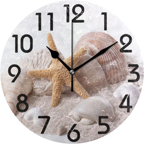 Miniatura 8 de Naanle Elegante reloj de pared redondo con estampado de bandera de Canadá, 9.5 pulgadas, funciona con pilas, reloj de escritorio analógico Coral