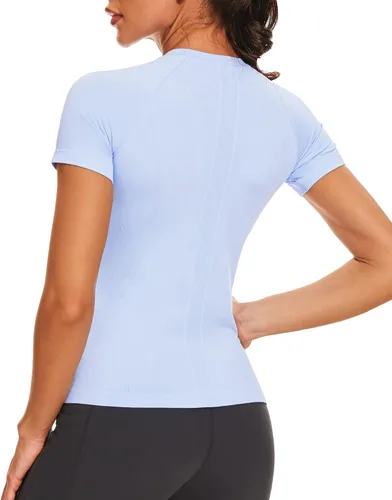 Miniatura 2 de Stelle Camisetas de entrenamiento para mujer, sin costuras, de manga larga, con agujeros para el pulgar para deportes, correr, atléticas, ajustadas