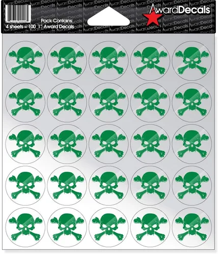 Miniatura 7 de Award Decals calcomanía de calavera y huesos cruzados (100 unidades)