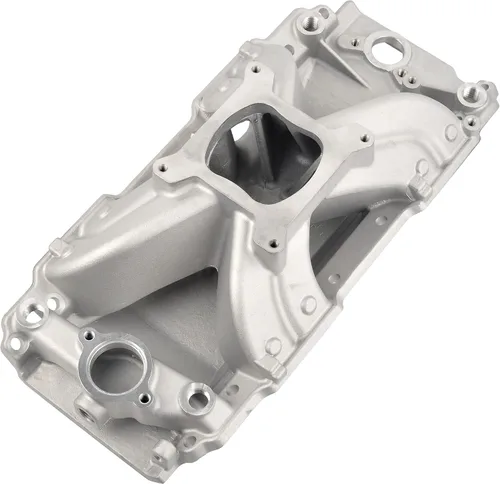 Miniatura 13 de Colector de admisión de doble plano satinado Compatible con SBC de bloque pequeño Chevy 265 350 400 de 1956-1986