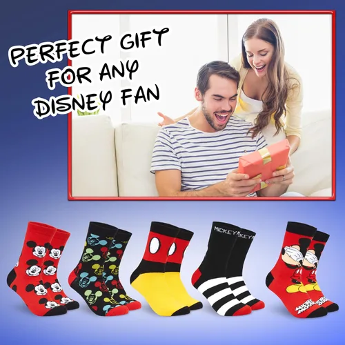 Miniatura 6 de Disney Calcetines para hombre Baby Yoda Crew Socks 5 Pack Star Wars Calcetines tobilleros Mickey Mouse regalos para hombres