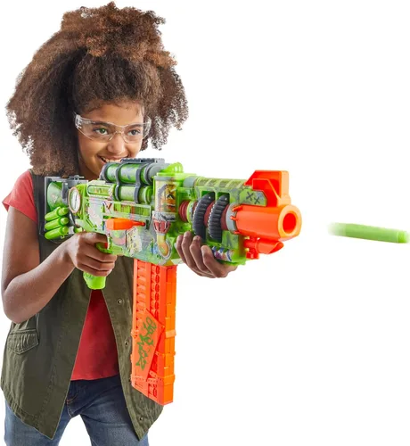 Miniatura 6 de Nerf Zombie Corrupter Dart Blaster, 22 dardos Nerf Elite, 18 pinzas de dardos, almacenamiento de dardos, acción de pernos, juegos al aire libre, a