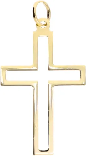 Lucchetta - Colgante de cruz cristiana con marco de oro amarillo de 14 quilates, regalo religioso italiano de 14 quilates para collares (hasta 0.157
