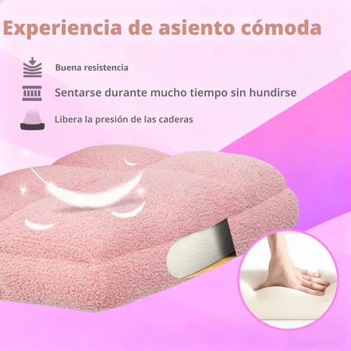 Miniatura 4 de Silla de oficina con ruedas, silla ergonómica de escritorio para computadora con reposabrazos abatible, silla giratoria ajustable con ruedas de Rosa