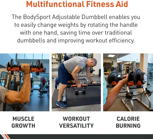 Miniatura 4 de BodySport - Mancuernas ajustables de 40 libras, incluye 12 pesas libres, que van de 3 a 40 libras, ideales para entrenamientos de gimnasio en casa