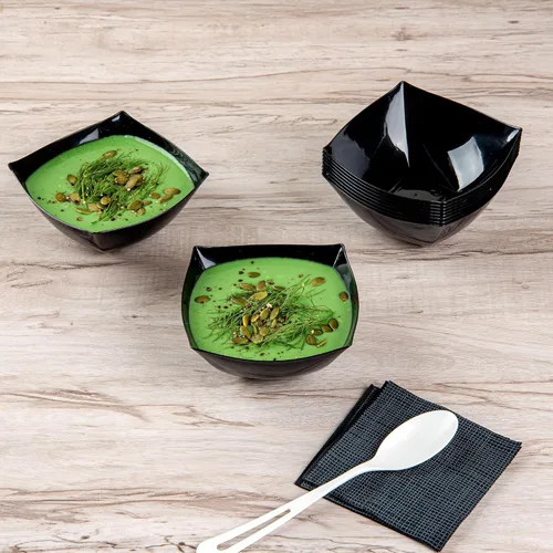 Miniatura 3 de Restaurantware Moderna - Cuencos de plástico de lujo de 8 onzas, 10 cuencos cuadrados desechables para ensalada, duraderos y resistentes
