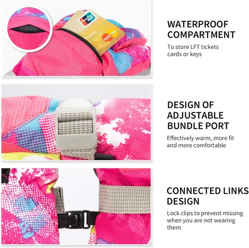 Miniatura 4 de BOSONER Guantes de esquí y snowboard, guantes cálidos impermeables de invierno, guantes de nieve para clima frío para hombres, mujeres, niños