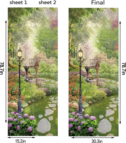 Miniatura 2 de FLFK - Adhesivo para puerta, papel tapiz escénico de pelar y pegar, mural autoadhesivo removible para decoración del hogar, 30.3" x 78.7", juego