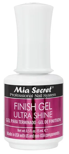 Mia Secret Capa superior de gel con acabado UV para gel o acrílico 0.5 fl oz - Esmalte de uñas transparente que no se limpia - Capa superior de alto