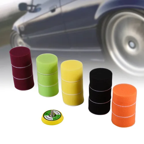 Miniatura 7 de Almohadillas de pulido, 16pcs 2" esponja plana pulidora Buff Pad Set para lijadora de aire adaptador de taladro pulidor de coche Thread-M6X1