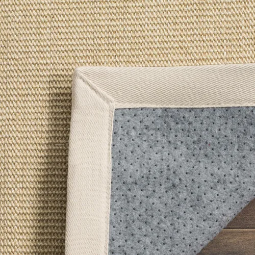 Miniatura 7 de Alfombra de sisal Safavieh, de color maíz y negro, tejida a mano, de la colección de fibras naturales; 5 x 8 pulgadas, NF441A, Tela, Gris / Gris