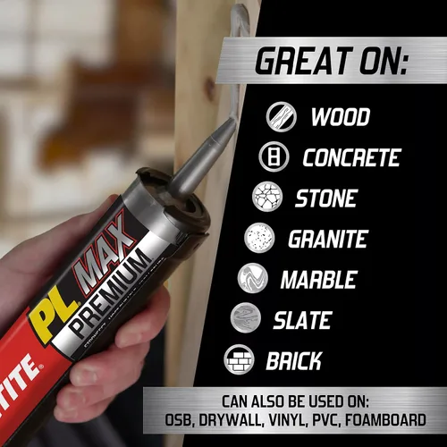 Miniatura 3 de Loctite PL Premium Max Adhesivo de construcción, cartucho de 9 onzas líquidas, 1 paquete, pegamento de construcción versátil para madera, hormigón
