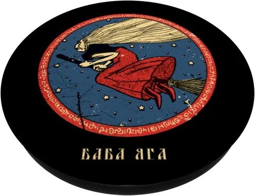 Miniatura 2 de Baba Yaga - Soporte para teléfono y tablet, diseño de bruja eslava, estilo ruso, Negro