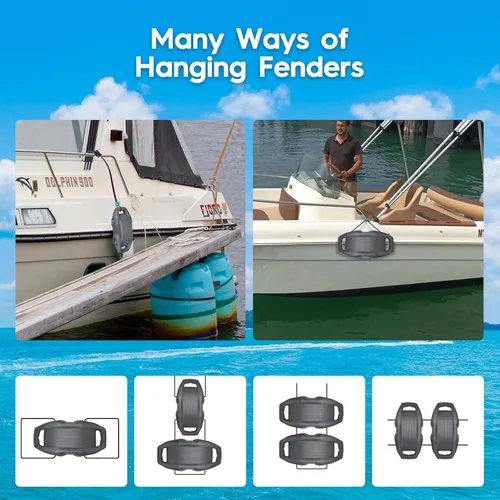 Miniatura 5 de AWEMUFA Defensas de Barco Fáciles de Instalar Parachoques para Atraque Defensa Ideal para Pontón, Lobina, Moto Acuática y Barcos de Pesca Gris
