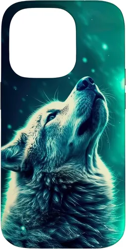 Miniatura 17 de Howling Wolf in Night Green Northern Lights Wolves Dog Lover Case for iPhone 16