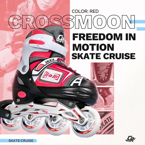 Miniatura 3 de Patines en línea ajustables para niños, adolescentes y adultos - Rodamientos ABEC-7, ruedas de poliuretano, ajuste cómodo, para patinaje en Rojo