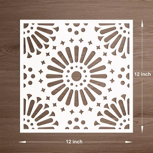 Miniatura 4 de Plantillas de pared para pintar con patrón grande de 12 x 12 pulgadas, plantillas de suelo grandes reutilizables, plantillas de azulejos simples NS14