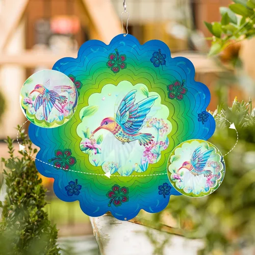 Miniatura 14 de Hilanderos de viento de metal de pavo real - Regalos para mujeres, mamá, abuela, esposa, hilandero de viento colgante para decoraciones