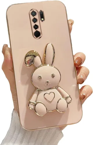 Miniatura 64 de Estuche con soporte de conejo de corazón para Xiaomi Redmi Note 10S, galvanizado suave TPU protector delgado a prueba de golpes con lindo conejito