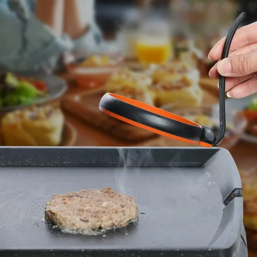 Miniatura 4 de GOYLSER Paquete de 4 anillos de silicona para huevos para freír huevos, molde redondo negro para freír, anillo de huevo frito perfecto para plancha