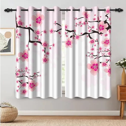 Miniatura 146 de Cortinas japonesas con pintura de tinta, monte Fuji, sol rojo, puesta de sol, hojas de bambú, cortinas de ventana para dormitorio, sala de estar