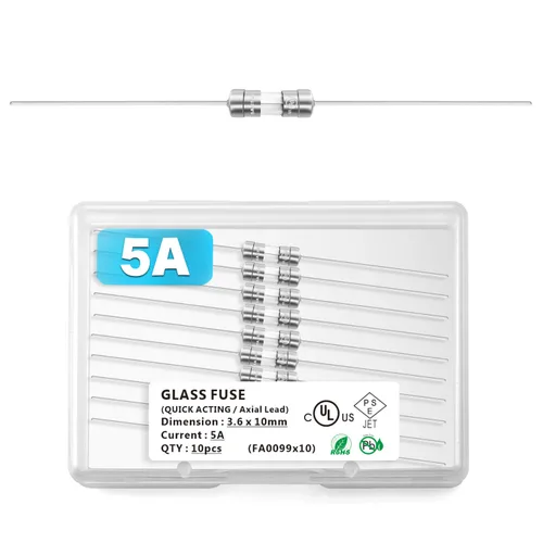Miniatura 7 de Chanzon (paquete de 10 unidades) con certificación UL de 0.142x0.394 in 0.5A 250V/125V 0.5 Amp F500mAL AGC fusibles de vidrio de soplado rápido