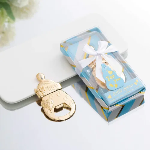 Miniatura 3 de 24 paquetes de los últimos abrebotellas para baby shower - Favores de fiesta, premios, recuerdos y regalos de devolución Azul y dorado