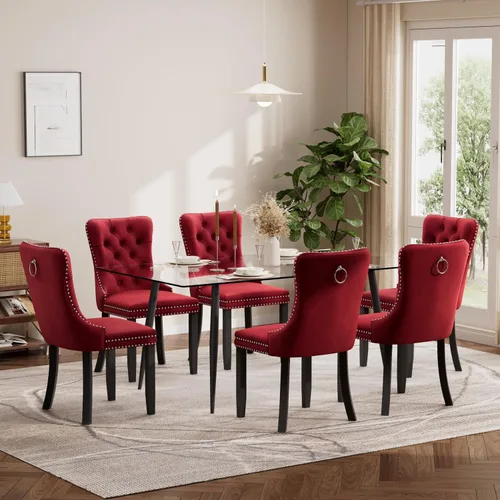 Miniatura 21 de Baysitone Juego de mesa de comedor de vidrio de 51 pulgadas para 4, juego de 5 piezas moderno de comedor, mesa de cocina rectangular de vidrio con 4