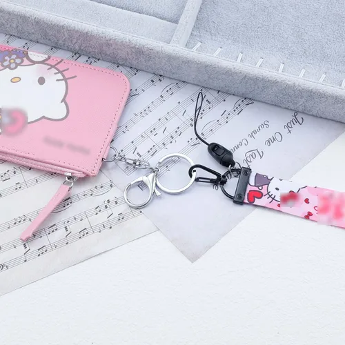 Miniatura 2 de G-Ahora Cartera de anime para mujeres y niñas, monedero de anime, tarjetero con cordón, Gatito C, Cartera novedosa