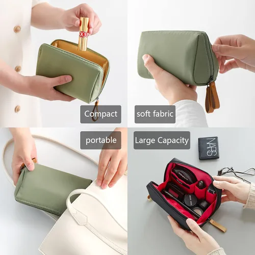 Miniatura 5 de Bolsa de belleza cosmética para el bolso de viaje práctico bolsa de maquillaje para mujeres niñas (), Un interior rojo