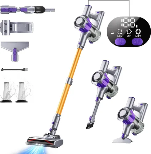 Miniatura 11 de MBYULO Aspiradora inalámbrica, 580 W 50 Kpa, potente aspiradora de palo, batería recargable de hasta 70 minutos, aspiradoras para el hogar